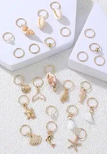 Seashell Conch Starfish Loc Hair Charm Ring Beach Hair Accessories