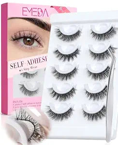 EMEDA Self Adhesive Lashes Natural Eye Pre Glued Eyelashes No Glue Needed
