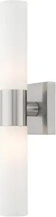 Livex Lighting 10102-91 Aero 2-Light Bath Light, Brushed Nickel, 4.5''Hx18''W
