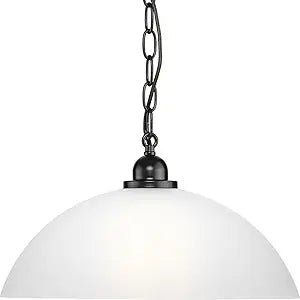 Progress Lighting Classic Dome Collection One-Light Matte Black Transitional Pendant