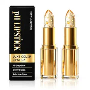 Color Changing Lipstick, pH Lip Balm Tint, Gold Flake Clear Lipstick 2PCS