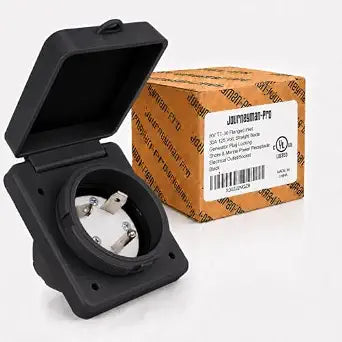 Journeyman-Pro RV TT-30 Flanged Inlet, Straight Blade, 30 Amp 125V, Black
