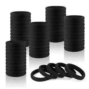 180Pcs Black Hair Ties No Damage for Thick Hair, High Stretch Hair Bands, Seamless Cotton Ponytail Holders for Women Girls or Men, Ouchless Elastic Hair Ties for Gym & Daily Use