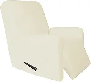 Easy-Going 4 Pieces Microfiber Stretch Recliner Slipcover  Spandex Soft Fitted Sofa Couch Cover, Washable Furniture Protector with Elastic Bottom for Kids, Pet (Recliner, Ivory)