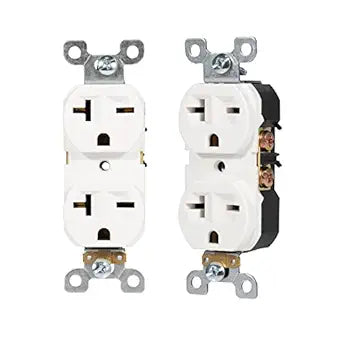 Nema 6-20 Duplex Receptacle, 20 Amp 250 Volt Outlet, White, 2 Pack