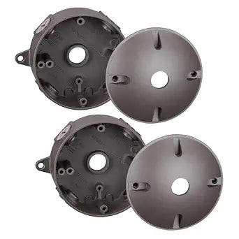 LEONLITE 2-Pack 4 Inch Round Weatherproof Outlet Box with Cover, Brown