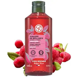 Yves Rocher Raspberry Vinegar Hair Rinse, Shine Rinsing Lotion for Color-Treated and Hard Water Hair Detox, Silicone-Free, Sulfate-Free, 99% Natural Origin, Vegan, Made in France (400 ml/13.6 fl oz)