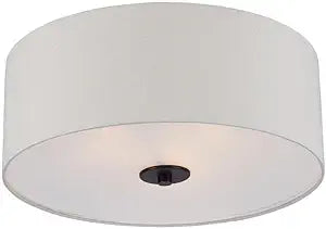 Maxim Lighting Bongo Semi-Flush Mount Ceiling Light | 7.75" x 18" | Oil Rubbed Bronze Finish | Fabric Shade | Bedroom Hallway Ceiling Light | 10010OMOI