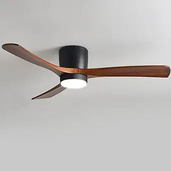 36in Black Ceiling Fans with Lights and Remote Modern Indoor Ceiling Fan with Light Solid Wood Blades, Quite Ceiling Fan for Bedroom Office Living Room