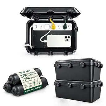 5 Pack Large Outdoor Electrical Box Waterproof Cord Cover Kit, Black