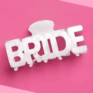 xo, Fetti Bride Claw Clip, White Marble Bachelorette Bridal Shower Gift