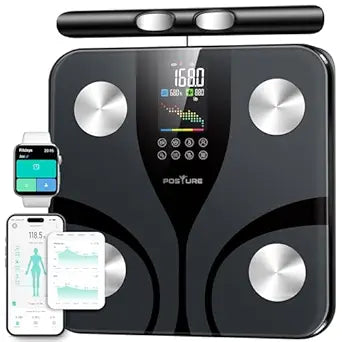 Posture Scale for Body Weight with 8 electrodes, Smart Digital Bathroom Scale for Weight, Body Fat, Muscle Mass 28 Body Composition Metrics, with Larger Platform and Colorful LCD Display,400lbs