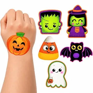 300 Halloween Temporary Tattoos in 6 Designs, Great For Birthday Party Favors, Classrooms, Favor & Goody Bags, And Party Supplies, 2" Inches Assorted
