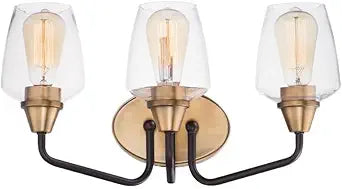 Maxim Lighting Goblet 3-Light Bath Vanity Light | Bronze/Antique Brass Steel Finish | Clear Glass Shade | Transitional Indoor Light Fixture | Ideal for Bathrooms & Powder Rooms | 26122CLBZAB