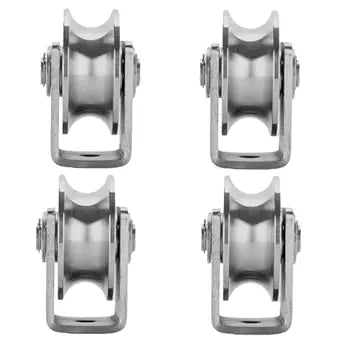 Stainless Steel U Groove Wheel Heavy Duty Pulley Smooth Rolling Door Wheels Sliding Gate Hardware High Weight Capacity Rollers Rolling Driveway Gate Bracket Rollers for Carts Furniture Machinery