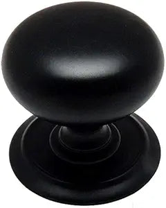 Cosmas 25 Pack 6542FB Flat Black Round Cabinet Hardware Knob with Backplate - 1-1/4" Diameter