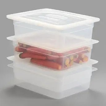 CURTA 4-Pack 1/2 Size 4" Deep Food Pan with Handled Lid  NSF Listed Commercial-Grade Translucent Polypropylene, Stackable Freezer-Safe Storage for Restaurants, Catering & Buffets