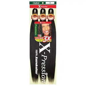 Outre X-Pression Braid - Pre Stretched Braid 52" 3X (5 Pack, OFF BLACK 1B)
