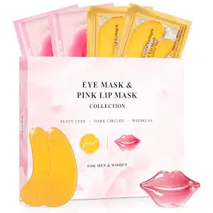 30 Pairs Eye Mask & Lip Mask, 24K Gold Eye Patches and Collagen Lip Patch