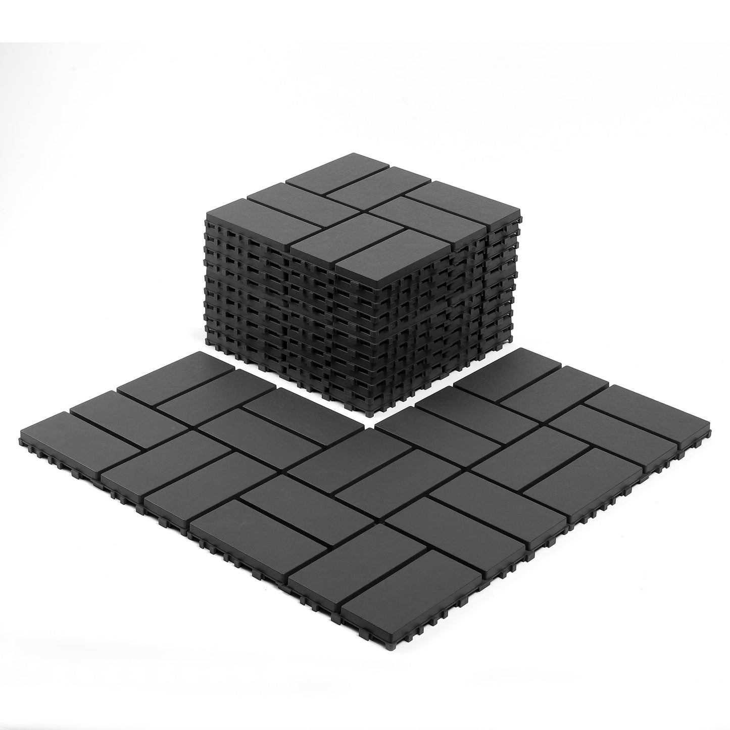 44 Pack Plastic Interlocking Deck Tiles,12"x12" Waterproof Indoor/Outdoor Floor Tiles,All-Weather Patio Floor Decking Tiles for Garden,Lawn,Porch,Poolside,Balcony,Checker Style,Grey