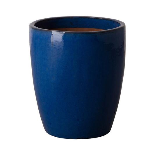  Round 15.0-in W x 15.0-in L Blue Ceramic Planter