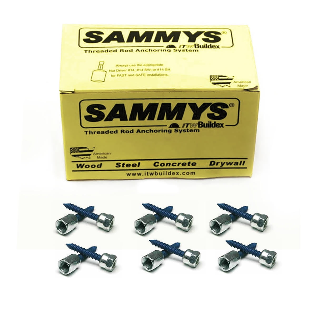 5/16 x 1 3/4 in. Sammys Rod Anchor Super Screw with 1/2 in. Threaded Rod Fitting, for Concrete (Pkg.=25)