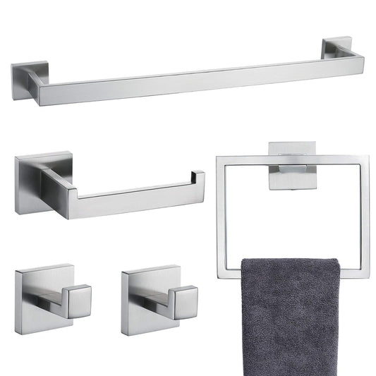 5 Pieces Bathroom Hardware Accessories Set Towel Bar Set Wall Mounted