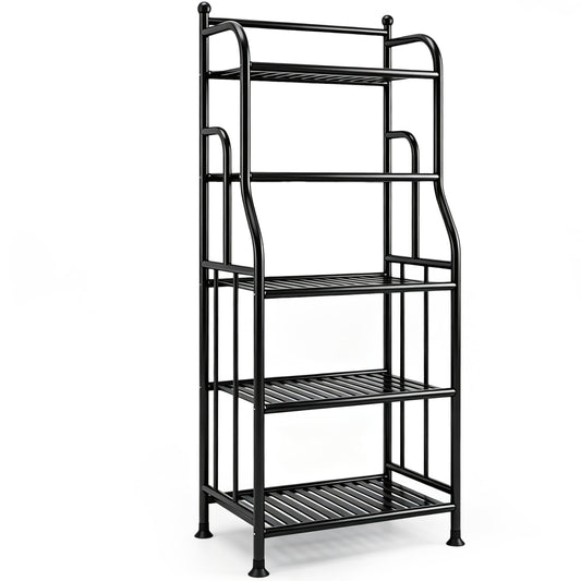 5 Tier Large Capacity Storage Shelf, 5-Tier Shelf Organizer, Multifunctional Bathroom Storage Rack, Heavy Duty Storage Shelves Display Organizer for Balcony, Kitchen, Bathroom, Living Room