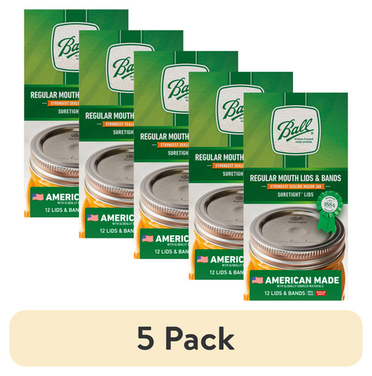 (10 pack) Ball 12-Pack Regular Mouth Canning Jar Lids and Rings, Two-Piece Mason Jar Lids with Bands for Canning and Preserving, Fits Ball Regular Mouth Mason Jars