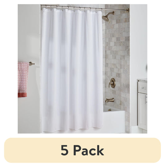 (5 pack) Better Homes & Gardens Extra Long Heavyweight PEVA Shower Liner, 70" W x 78" H, Arctic White