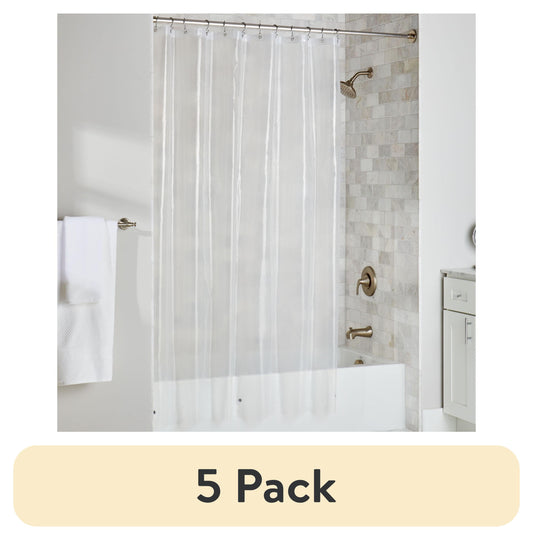 (5 pack) Better Homes & Gardens Extra Long Heavyweight PEVA Shower Liner, 70" W x 78" H, Clear