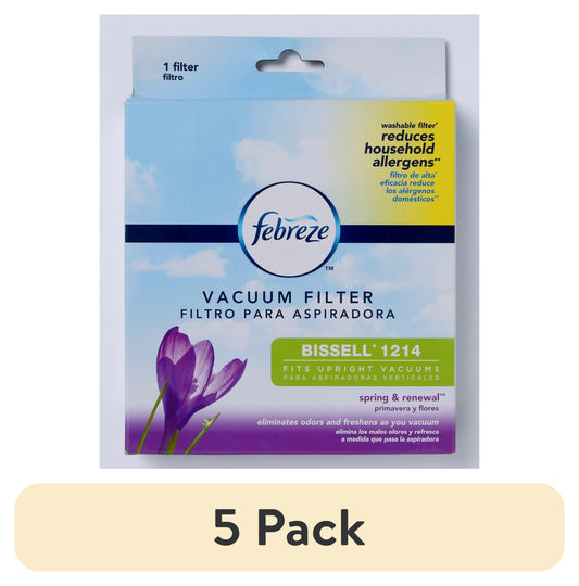 (5 pack) Febreze Spring & Renewal Scent BISSELL Style 1214 Vacuum Filter, 1 Pack, 12143