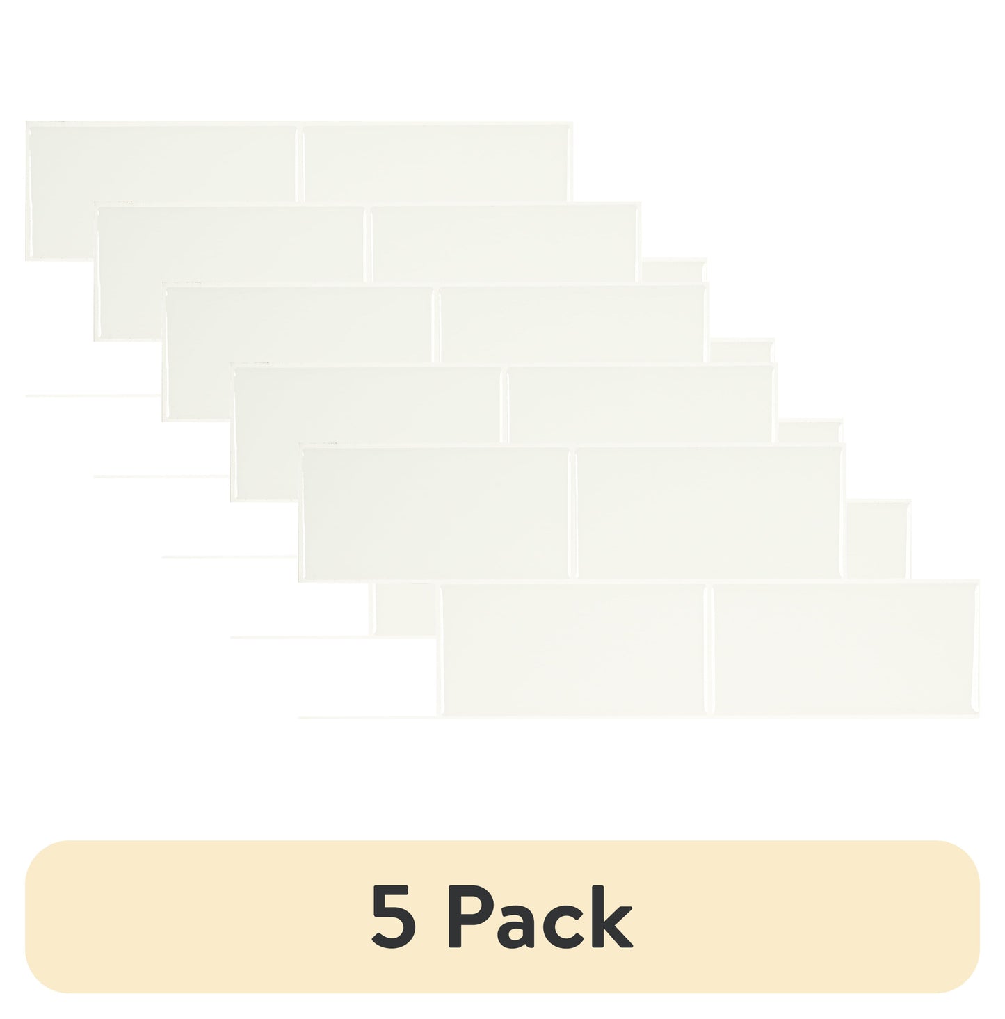 (5 pack) Mainstays White 3 in. x 6 in. Subway Peel & Stick Mosaic Wall Tile (2.76 Sqft / pack)