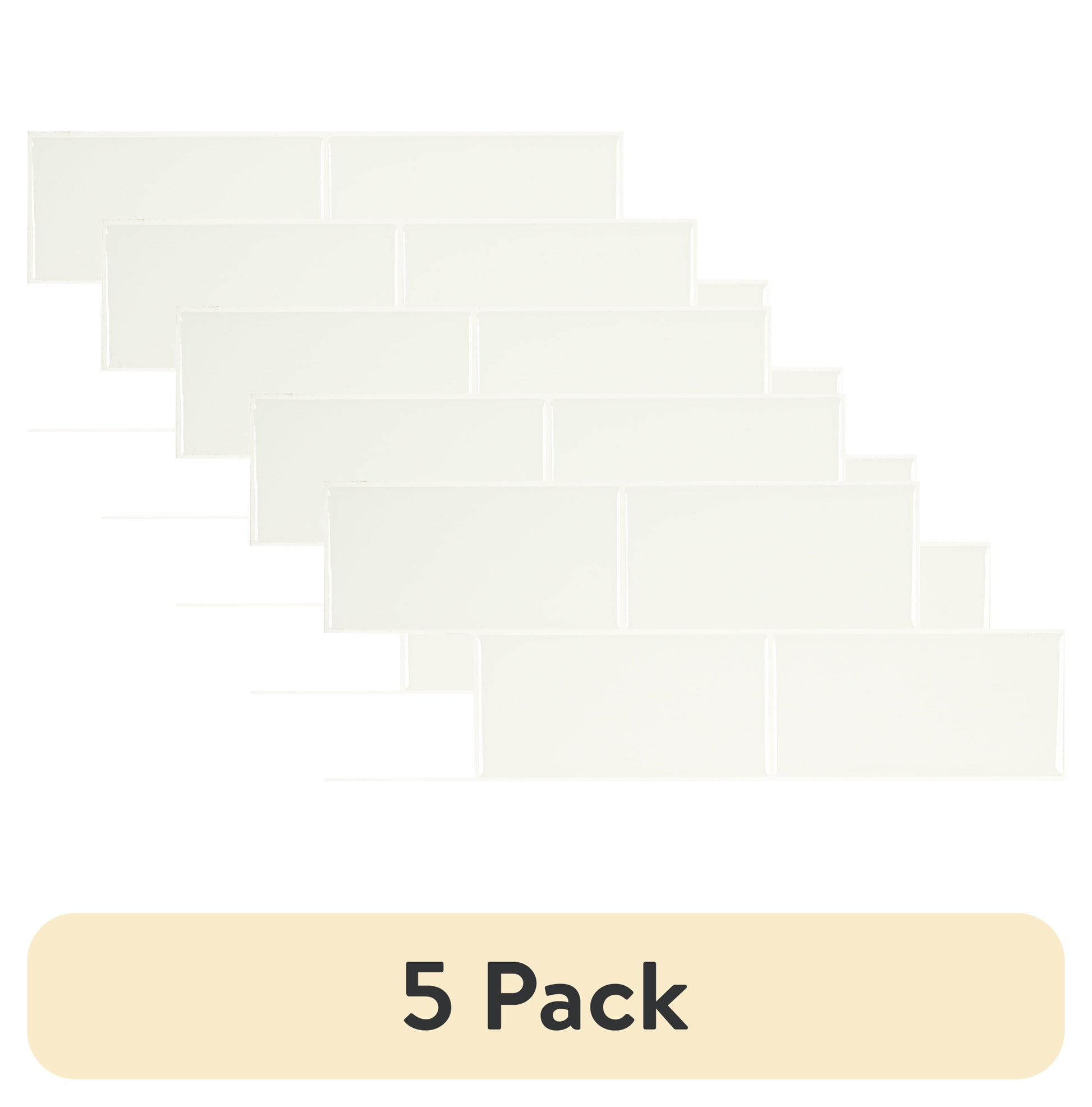 (5 pack) Mainstays White 3 in. x 6 in. Subway Peel & Stick Mosaic Wall Tile (2.76 Sqft / pack)