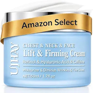 UJhay Retinol Neck Cream, Hyaluronic Acid and Caffeine Enriched Neck Firming Cream to Minimize Fine Lines & Dullness - 3-in-1 Moisturizing Cream for Neck, Chest and Face (50 ml/1.7 oz)