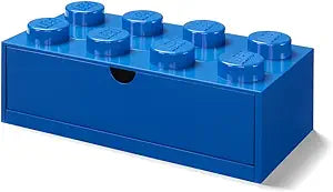 LEGO Stackable Desk Drawer BLUE with 8 Knobs - Plastic Storage Box for LEGO, Toys, Desk Drawers, Office Supplies, and Stackable Storage, Home Decoration