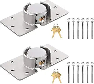 2 Pack Van Door Padlock Keyed Alike Heavy Duty Solid Steel Hasp 73MM Garage Shed Door Lock Security Padlock Nut with 4 Keys for Trucks, Gates, Vans