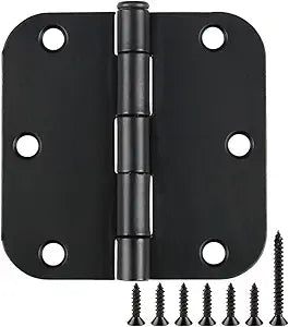 30 Pack Rounded Matte Black Door Hinges 3.5 Inch 5/8" Radius Interior 3 1/2 Inch Flat Iron Bifold Standard Hinge No Squeak Bedroom Indoor for Closet Doors 3 " Heavy Duty Hardware Doorway Study Room