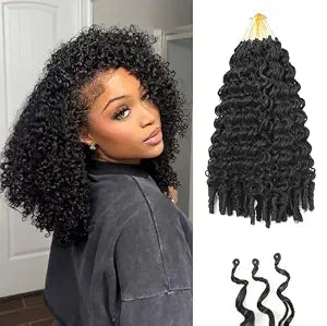 8 Packs Burmese Curly Crochet Hair For Black Women Pre-Looped, 14 Inch 1B