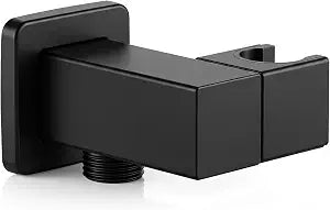 Shower Head Holder, Brass Handheld Showerhead Holder Bathroom Fixtures Wall Mounted Supply Elbow with Adjustable Shower Wand Bracket(Matte Black)