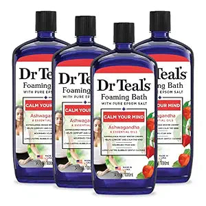 Dr Teal's Foaming Bath with Pure Epsom Salt, Ashwagandha, 34 fl oz (Pack of 4)
