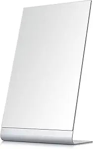 NEZZOE Frameless Makeup Mirror for Desk, 15 x 8.5 Inch Aluminum Standing Table Mirror, Large Counter Top Mirror