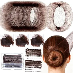 Teenitor Hair Net Set, Includes 20 Pcs Individually Packaged Hair Nets (20 inches) & 40 Pcs Hair Pins for Women Girls, Bun Maker, Brown