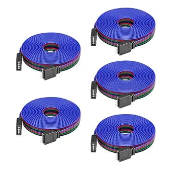 BTF-LIGHTING 5 Pack 22AWG 4 Pin JST Male to Female Plug LED Connector 6.56FT/2m Extension Cable for FCOB SMD RGB LED Strip Lights Solderless Controller Wire