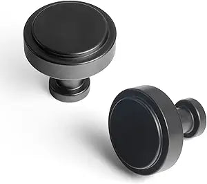 Goo-Ki Matte Black Cabinet Drawer Knobs Zinc Alloy Kitchen Hardware 6 Pack - Black Single Hole Bar Pull Handles for Cupboard Wardrobe,2503MB-Knob