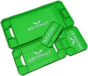 Grypmat Plus Grip Mat for Mechanics - Non-Slip Flexible Silicone Tool Tray - Tool Organizer for Tool Box - Magnetic-Free, Easy-to-Clean Tool Mat - QUAD S, M, L & XL, Green