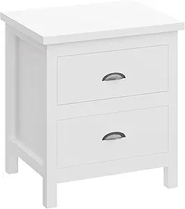Versatile Solid Wood Night Stand, Bedside Table, End Table, Desk with Drawers for Living Room, Bedroom (White)