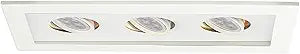 WAC Low Voltage Multiples Recessed Three Light Trim in White and Three White 8W 500 Lumens MR16 LED Lamp, MT-316HS Housing Sold Separately