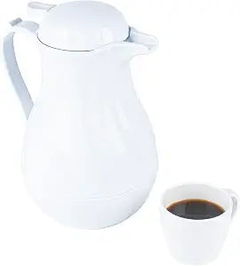 Restaurantware Thermal Coffee Carafe Pack of 1 Plastic 64 Ounces Insulated Coffee Server With Ergonomic Handle - White Coffee Pot With Drip-Free Spout - Large Capacity For Catering, Hot Drinks