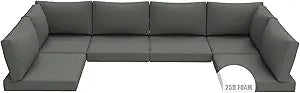 Patio Furniture Cushion for Outdoor Sectional Furniture, Waterproof Outdoor Cushion Replacement for 6-Seat Wicker Patio Sofa Sets, 3.2'' Thick with 25D Foam (Grey, 25.2x25.2 Inches)